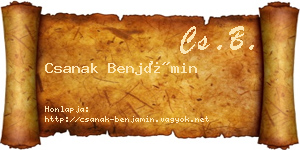Csanak Benjámin névjegykártya