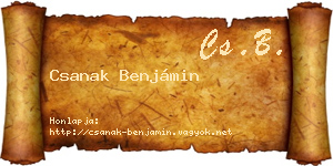 Csanak Benjámin névjegykártya